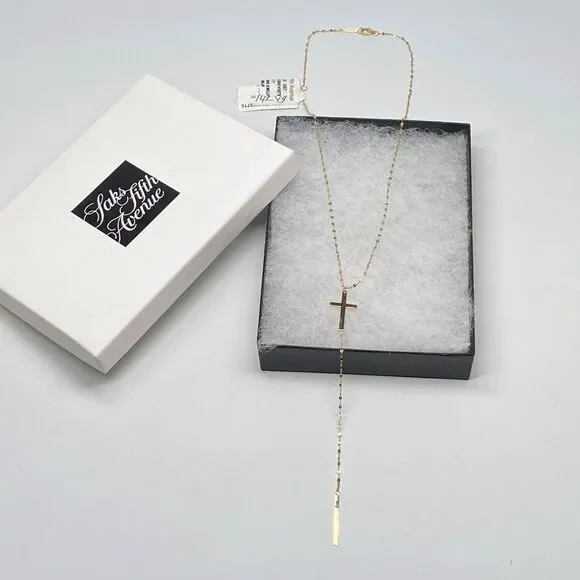 Lana Petite Cross Bar Lariat Necklace - Picture 4 of 12